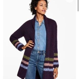 Talbots Purple Striped Cardigan Sweater